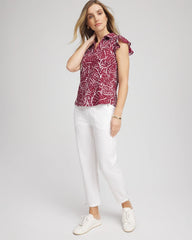 Chico's Women | Zenergy® UPF Printed Polo Top RUSSET RED