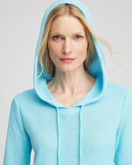Chico's Women | Zenergy® Crochet Knit Hooded Pullover Top PARADISO BLUE