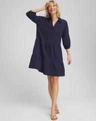 Chico's Women | Woven Tiered Swim Cover-Up Dress PASSPORT BLUE