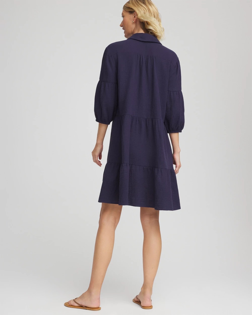Chico's Women | Woven Tiered Swim Cover-Up Dress PASSPORT BLUE