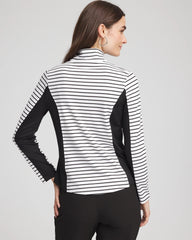 Chico's Women | Zenergy® UPF Striped Block Half Zip BLACK