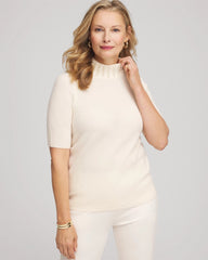 Chico's Women | Cashmere Pearl Mockneck Sweater CREAM
