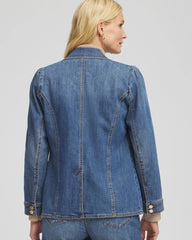 Chico's Women | Pearl Brooch Denim Blazer KIRUNA INDIGO