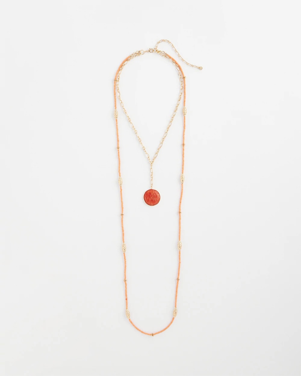 Chico's Women | Convertible Beaded Pendant Necklace ORANGE