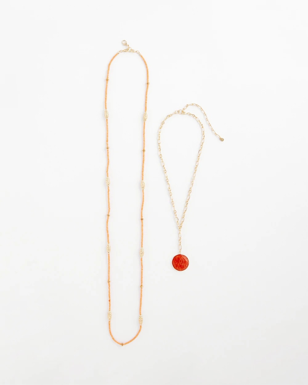 Chico's Women | Convertible Beaded Pendant Necklace ORANGE