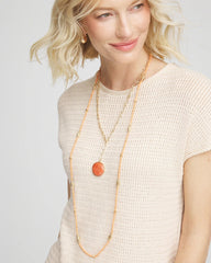 Chico's Women | Convertible Beaded Pendant Necklace ORANGE