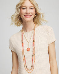Chico's Women | Convertible Beaded Pendant Necklace ORANGE