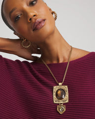 Chico's Women | Adjustable Medallion Gem Pendant GOLD
