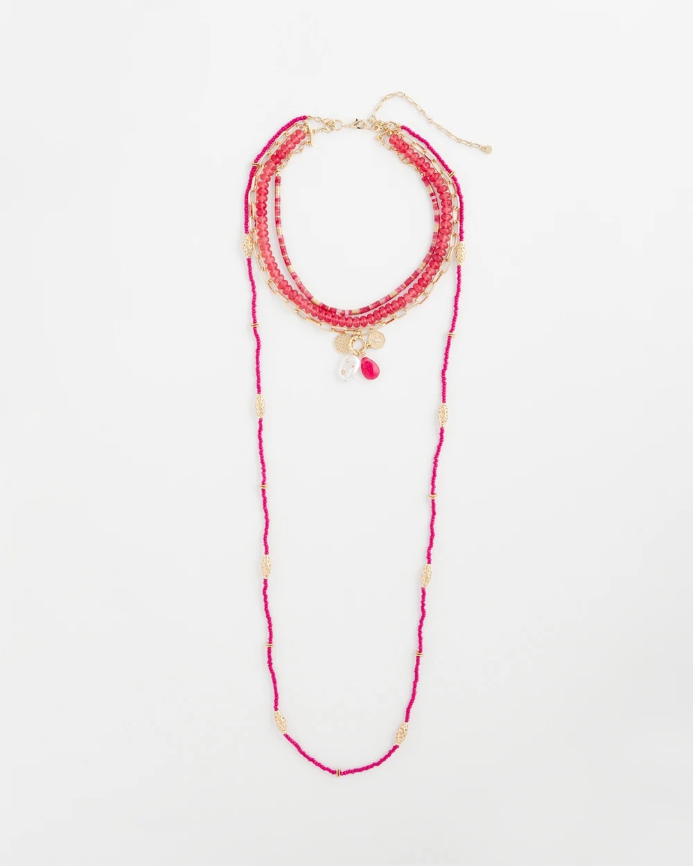 Chico's Women | Convertible Beaded Pendant Necklace PINK