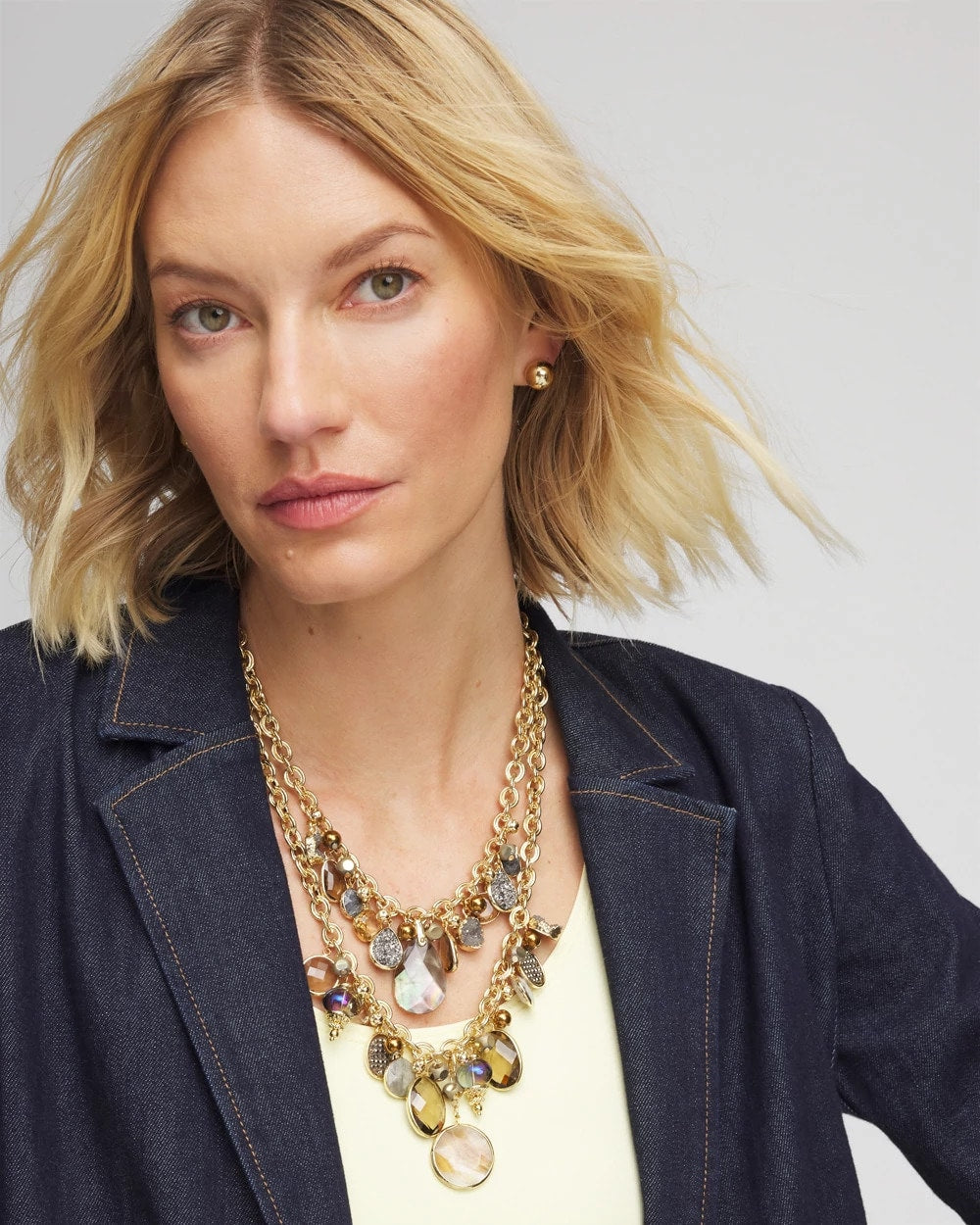 Chico's Women | Faceted Gem Drop Off Bib Necklace NEUTRAL