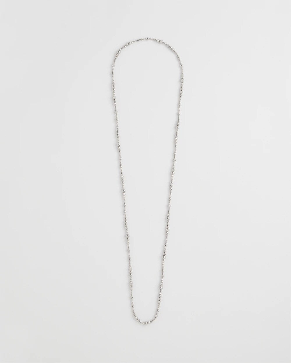 Chico's Women | Silvertone Long Beaded Necklace SILVER