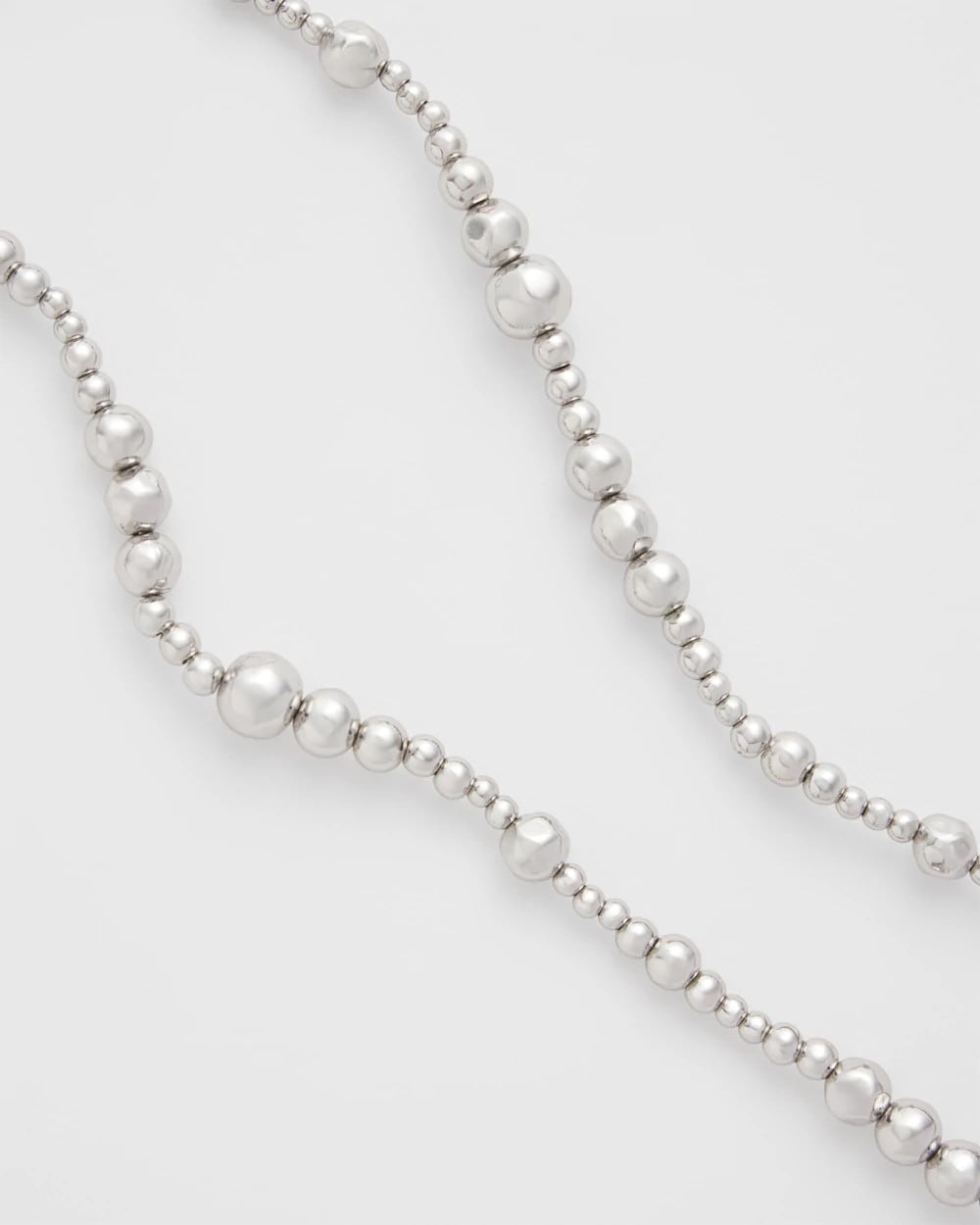 Chico's Women | Silvertone Long Beaded Necklace SILVER
