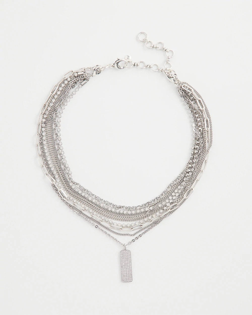 Chico's Women | Silver Tone Pave Multistrand Necklace SILVER