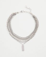Chico's Women | Silver Tone Pave Multistrand Necklace SILVER