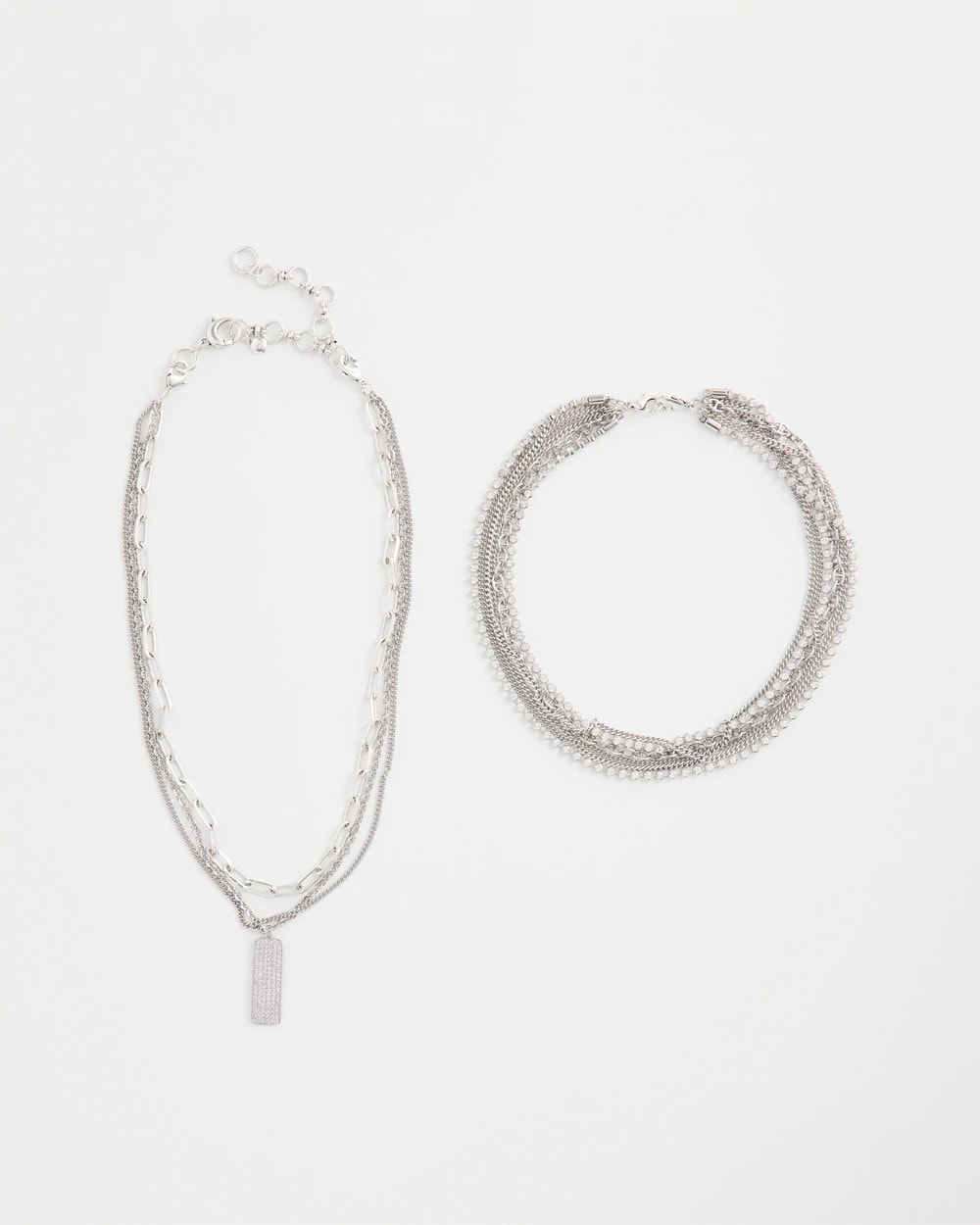 Chico's Women | Silver Tone Pave Multistrand Necklace SILVER