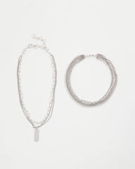 Chico's Women | Silver Tone Pave Multistrand Necklace SILVER
