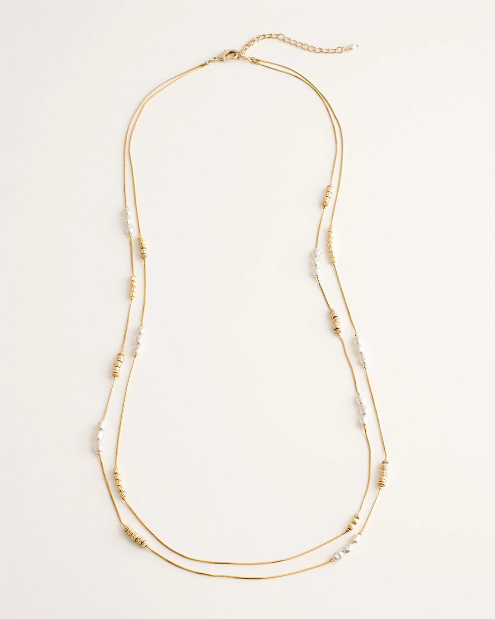 Chico's Women | Long Faux-Pearl and Goldtone Double-Strand Necklace GOLD