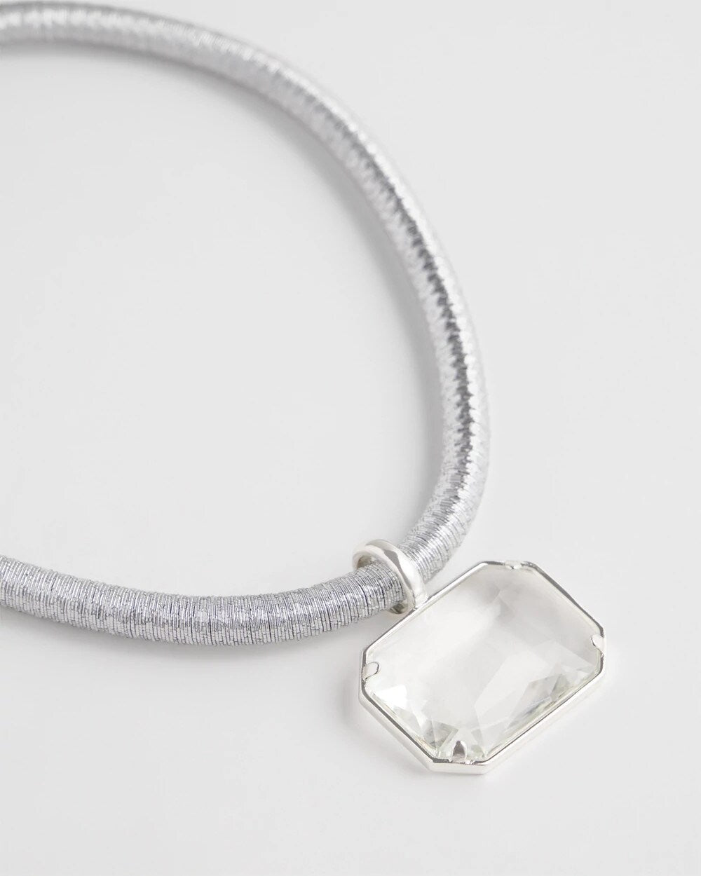 Chico's Women | Silvertone Gem Pendant Cord Necklace SILVER