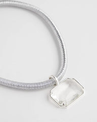 Chico's Women | Silvertone Gem Pendant Cord Necklace SILVER