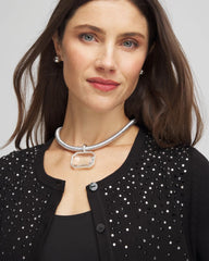 Chico's Women | Silvertone Gem Pendant Cord Necklace SILVER