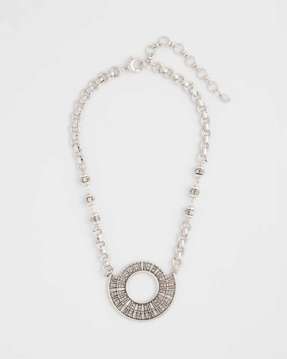 Chico's Women | Sparkling Silvertone Circle Pendant Necklace SILVER
