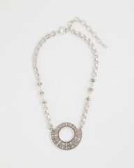 Chico's Women | Sparkling Silvertone Circle Pendant Necklace SILVER