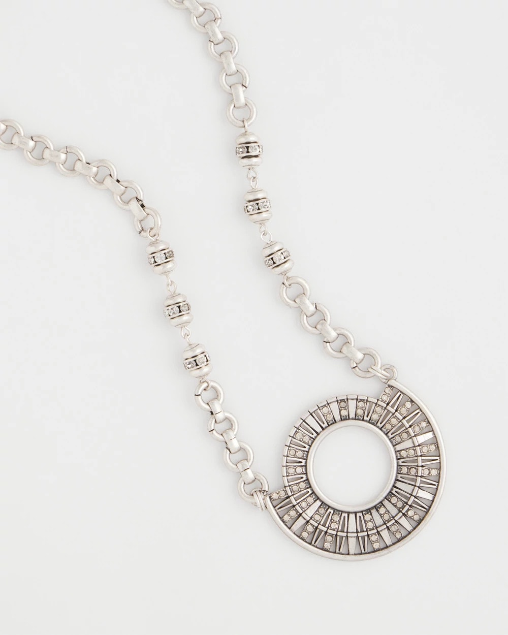 Chico's Women | Sparkling Silvertone Circle Pendant Necklace SILVER