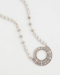 Chico's Women | Sparkling Silvertone Circle Pendant Necklace SILVER
