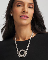 Chico's Women | Sparkling Silvertone Circle Pendant Necklace SILVER