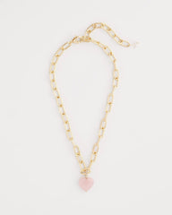 Chico's Women | Genuine Quartz Heart Pendant Necklace PINK