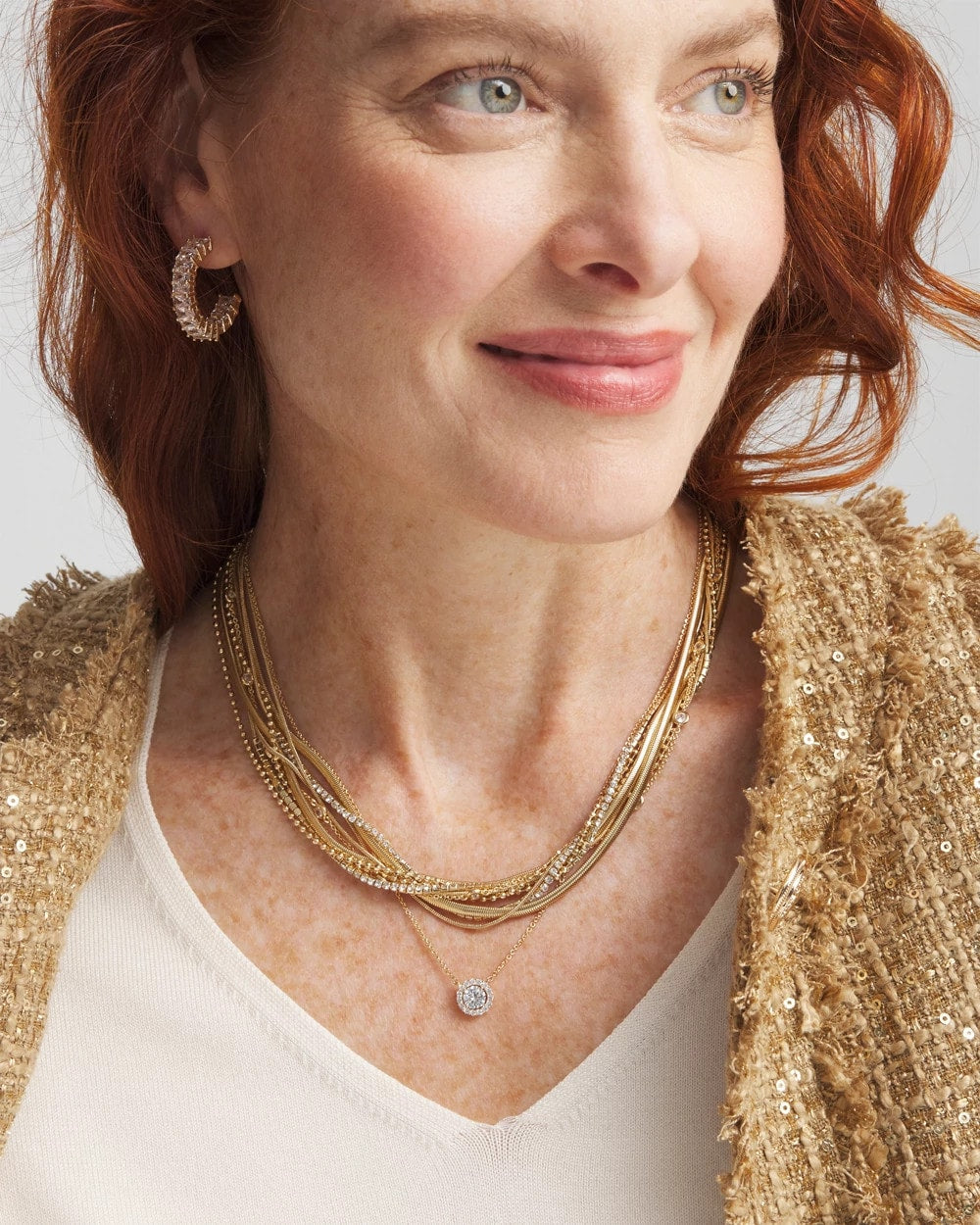 Chico's Women | Gold Tone Drop Stone Necklace GOLD