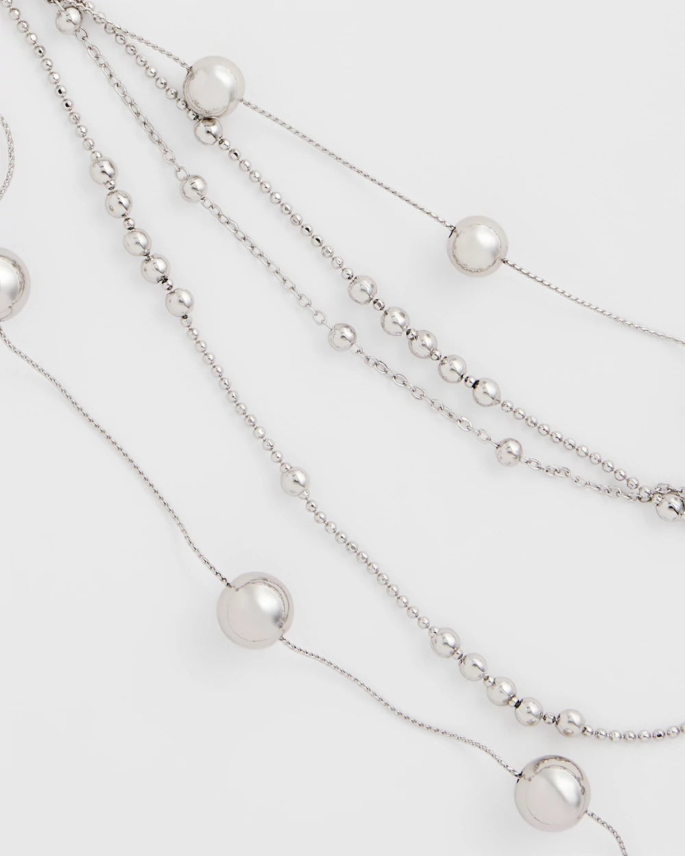 Chico's Women | Multistrand Beaded Silvertone Necklace SILVER