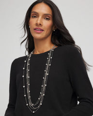Chico's Women | Multistrand Beaded Silvertone Necklace SILVER