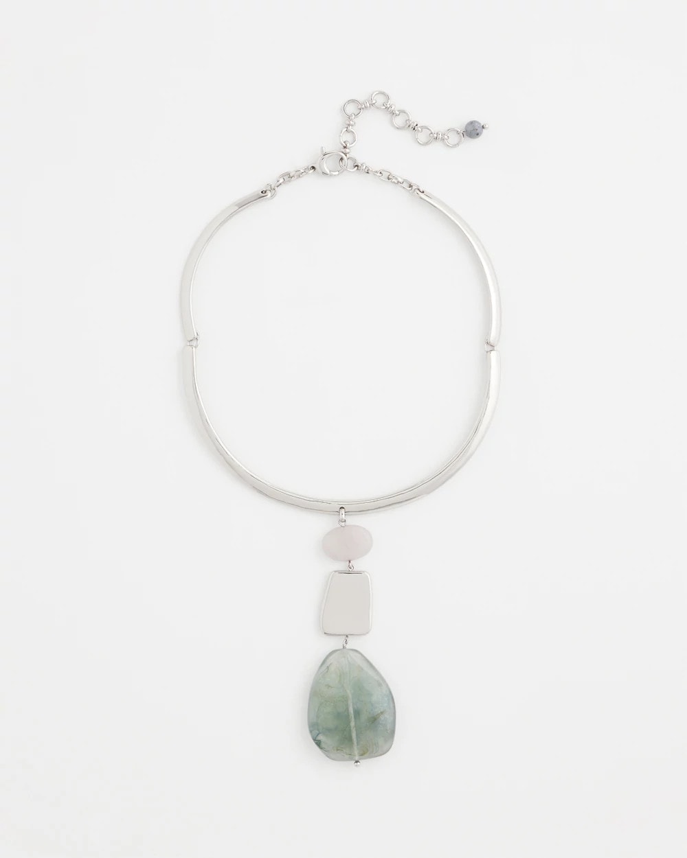 Chico's Women | Linear Jade & Resin Pendant Collar BLUE