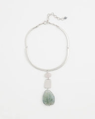 Chico's Women | Linear Jade & Resin Pendant Collar BLUE