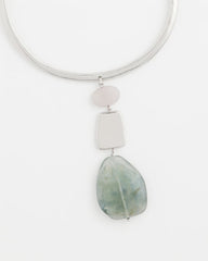 Chico's Women | Linear Jade & Resin Pendant Collar BLUE