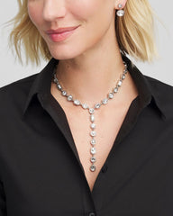 Chico's Women | Bezel Set Silvertone Y-Necklace SILVER