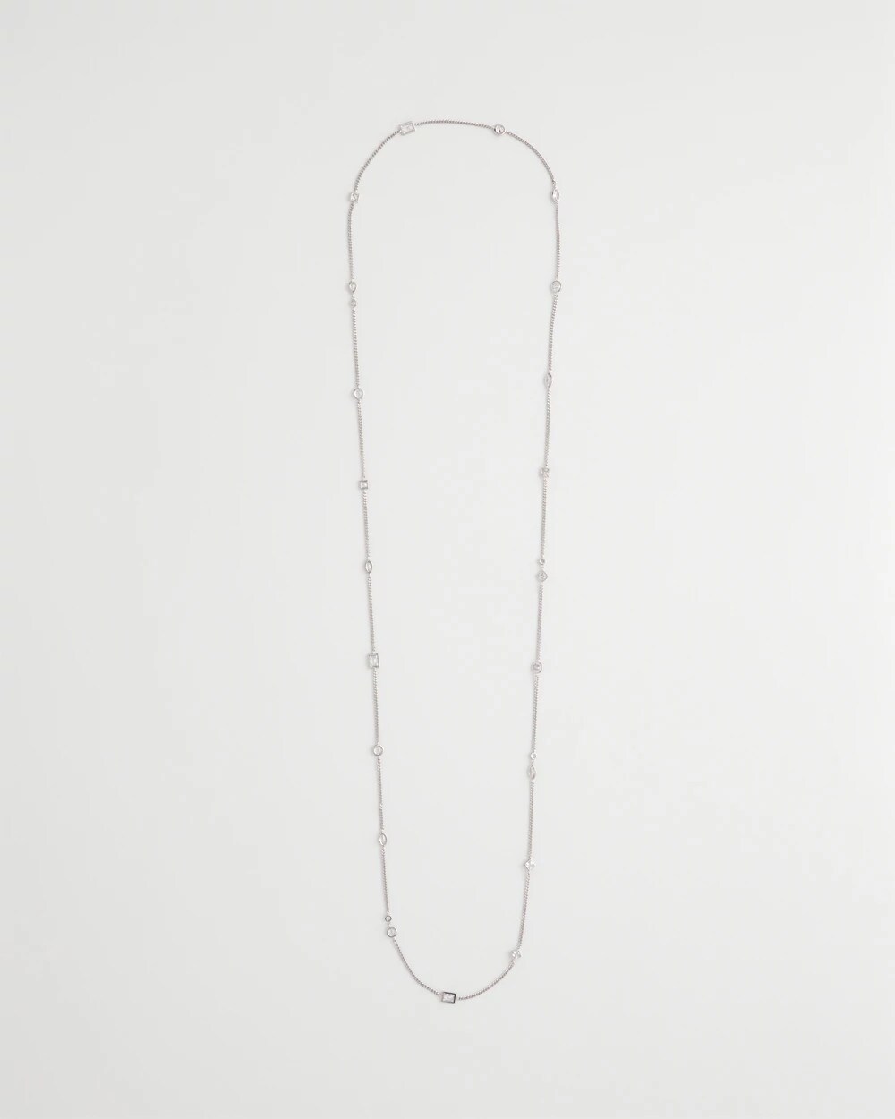 Chico's Women | Fine Crystal Long Chain Necklace SILVER