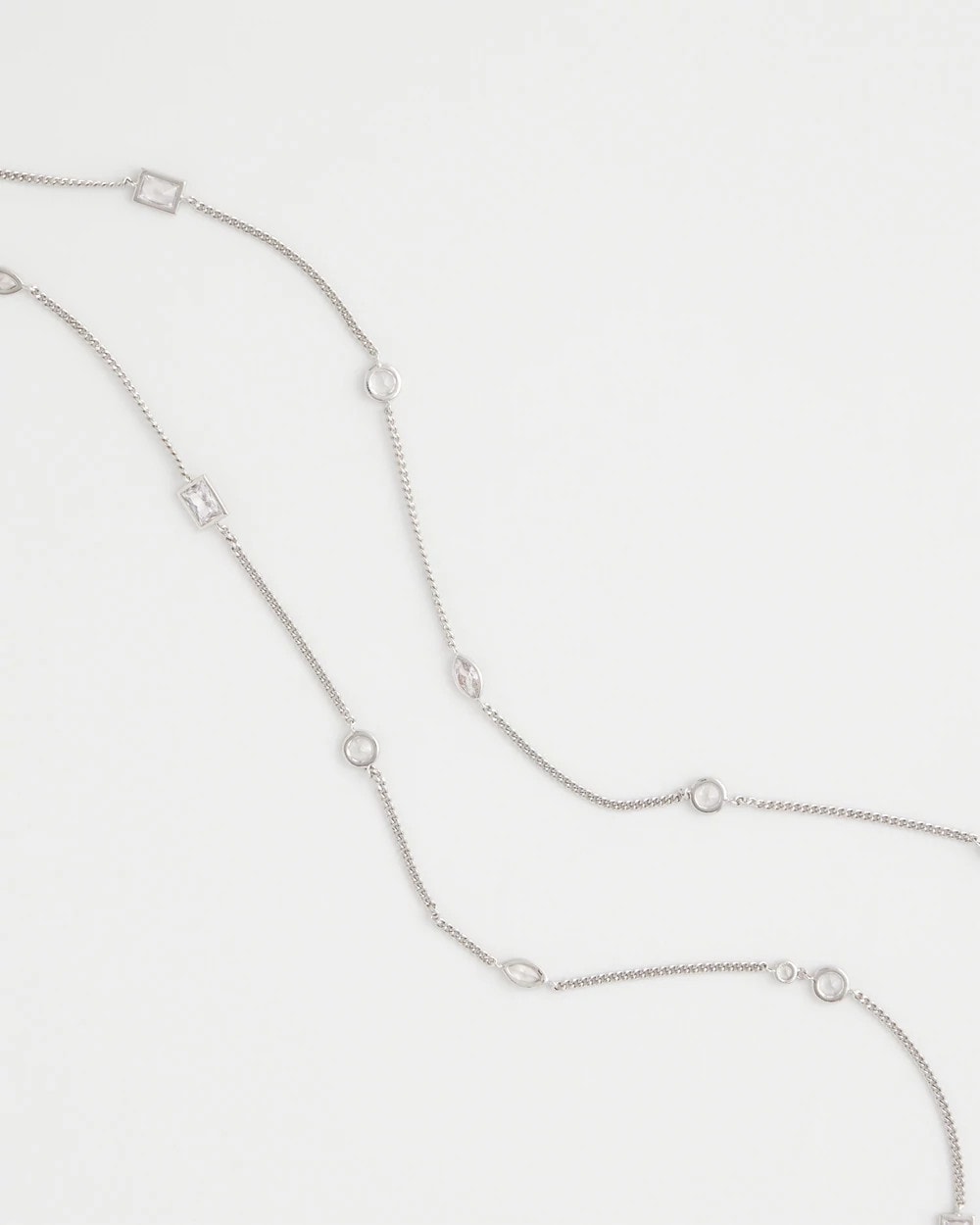 Chico's Women | Fine Crystal Long Chain Necklace SILVER