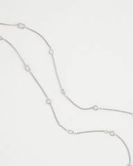 Chico's Women | Fine Crystal Long Chain Necklace SILVER