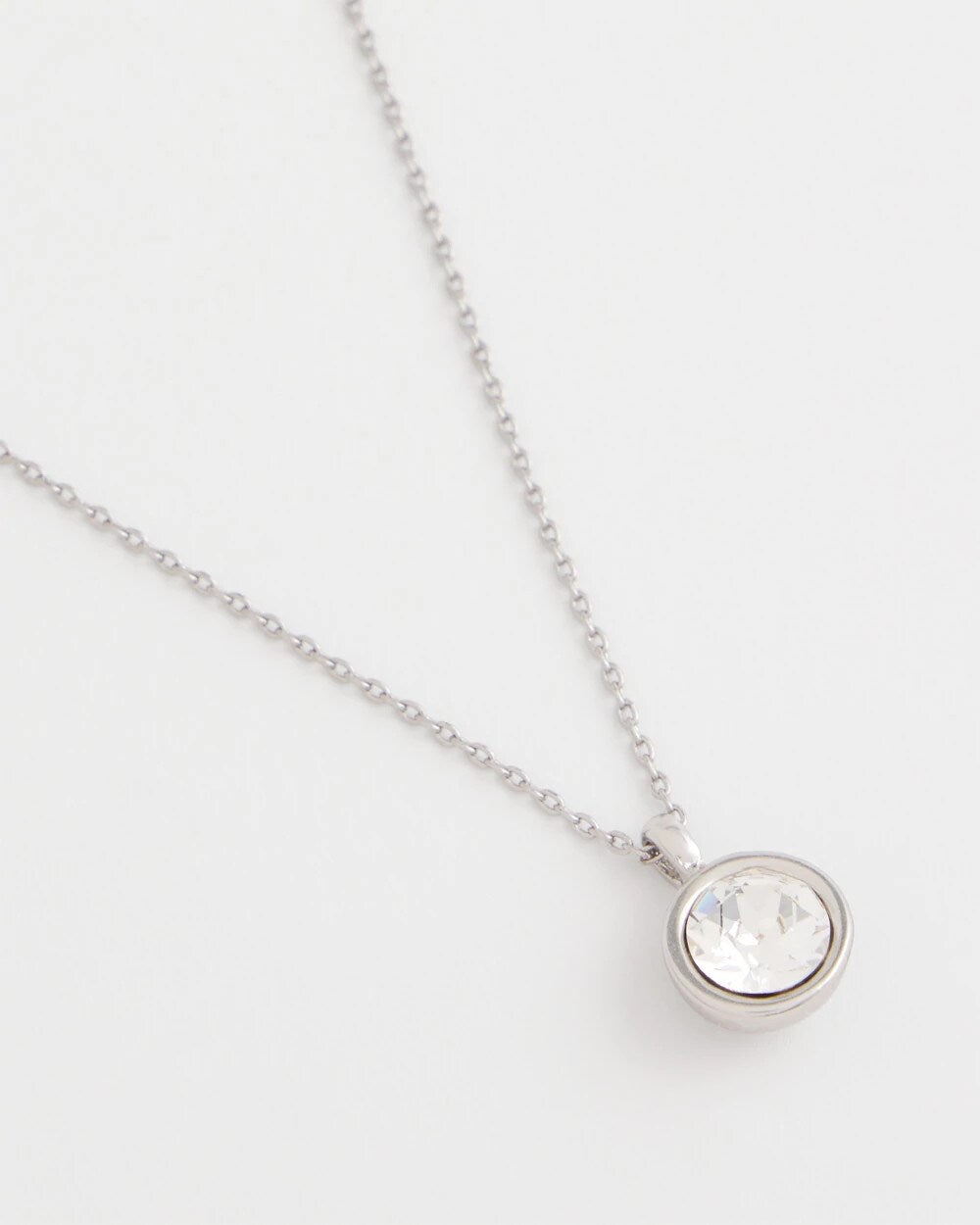 Chico's Women | Bezel Set Pendant Silvertone Necklace SILVER