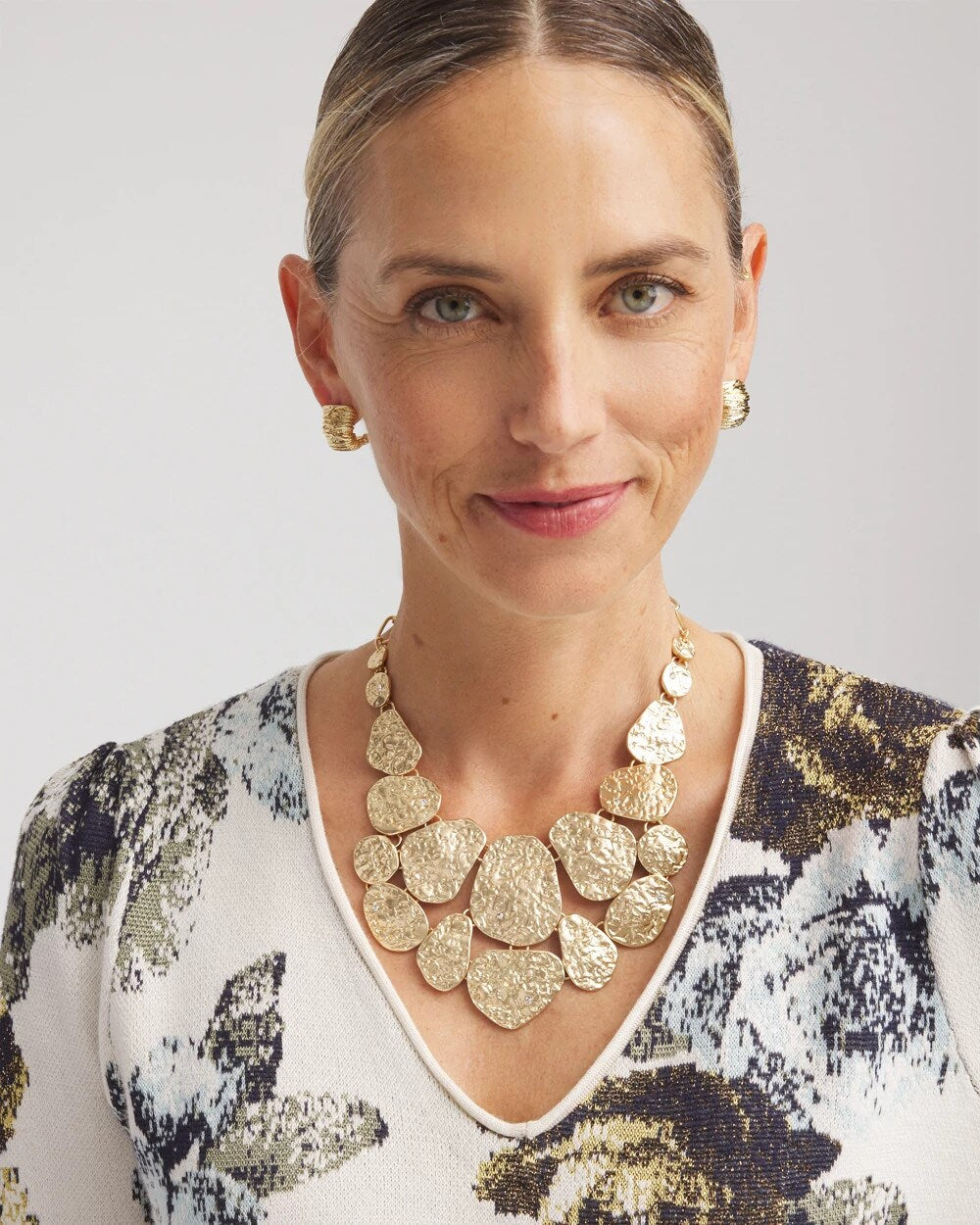 Chico's Women | Molten Goldtone Bib Necklace GOLD