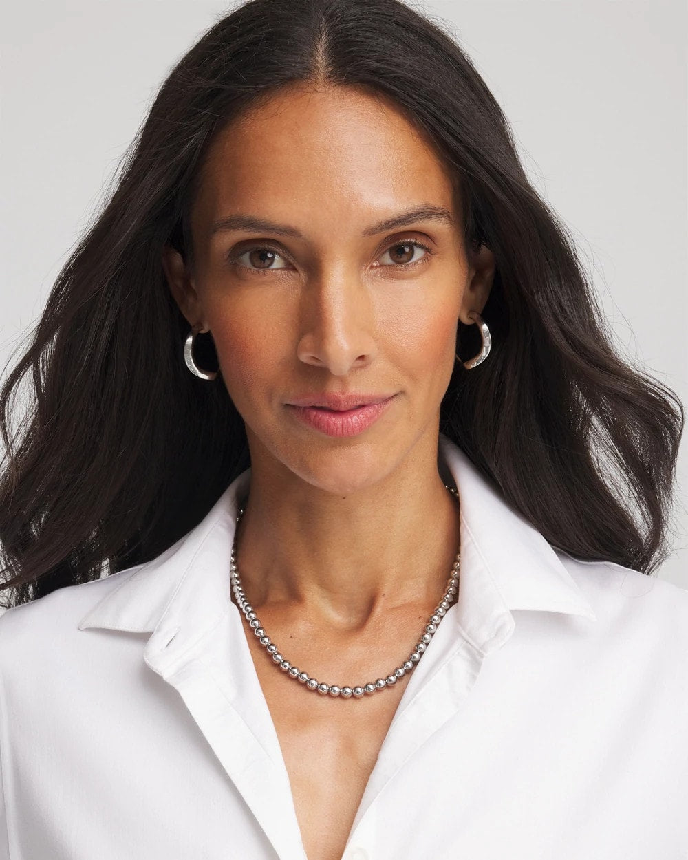 Chico's Women | Silvertone Beaded Necklace SILVER