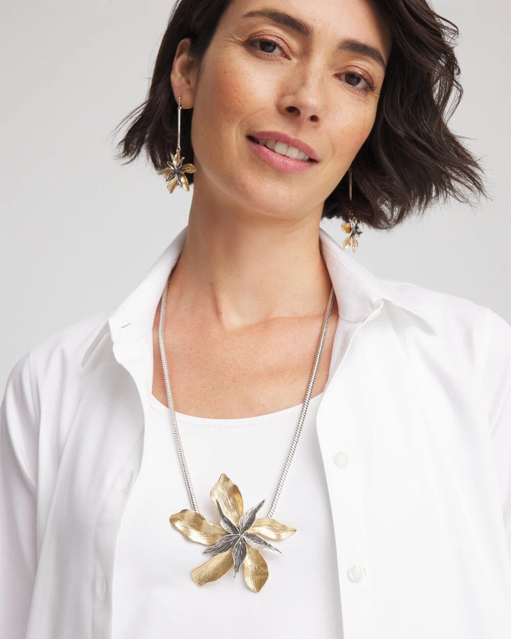 Chico's Women | Chico's Originals Mixed Metal Flower Pendant Necklace MIXED METALS