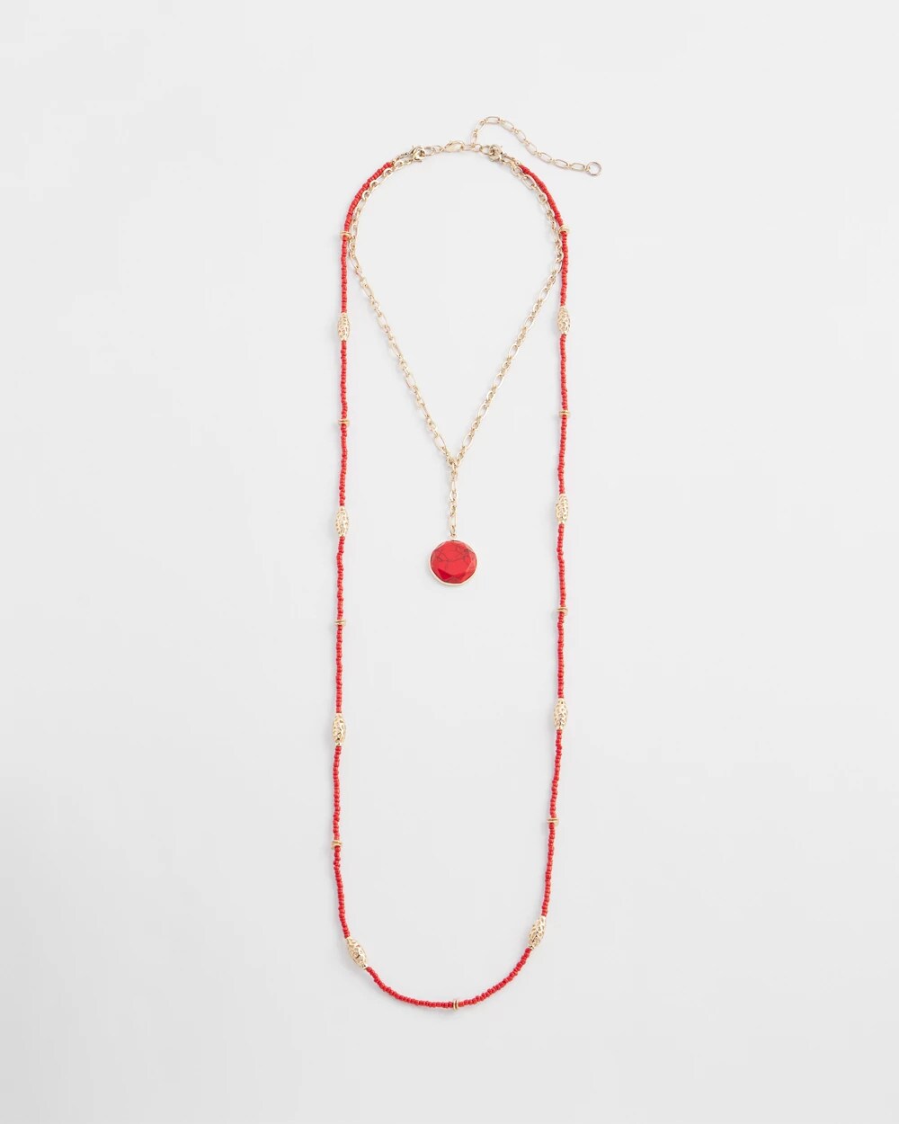 Chico's Women | Convertible Beaded Pendant Necklace RED