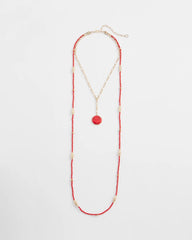 Chico's Women | Convertible Beaded Pendant Necklace RED