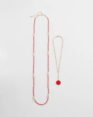 Chico's Women | Convertible Beaded Pendant Necklace RED