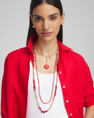 Chico's Women | Convertible Beaded Pendant Necklace RED