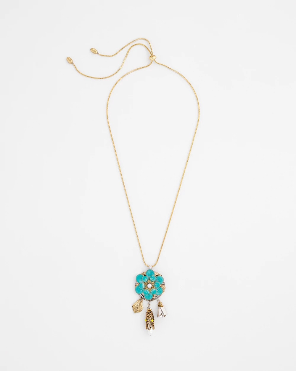 Adjustable Flower Charm Pendant Necklace