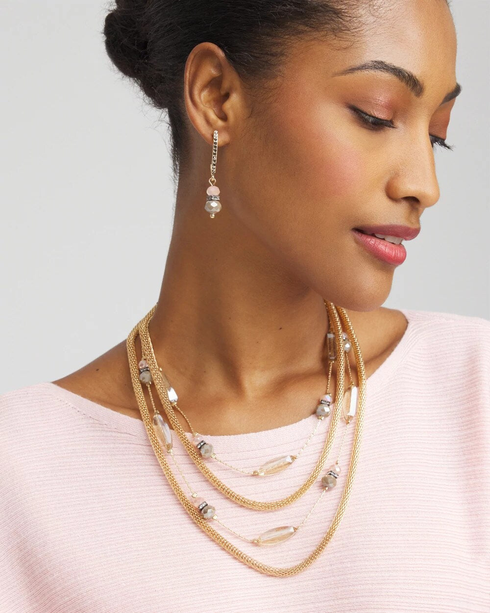 Chico's Women | Multistrand Gold & Pink Tone Necklace PINK